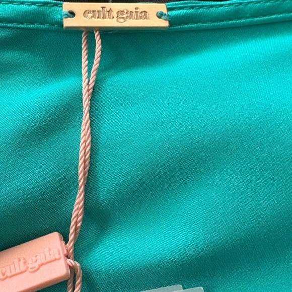 Cult Gaia Ayla Asymmetric One Shoulder Fringe Ebra Green Top Medium - Picture 9 of 13